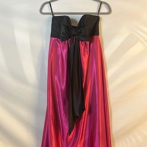 Gunne Sax 90s Strapless Empire waist gown, Stunning! Sz S 2/3 pink and black